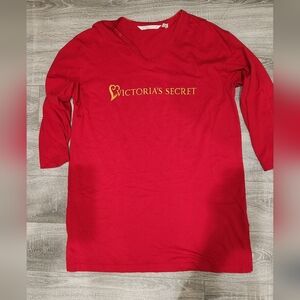 Victoria's Secret Vibrant Red Sleep Dress with Gold Embroideees Logo